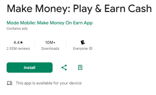 mode earn app google playstore rating